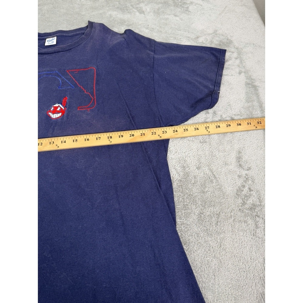 Vintage 90s Cleveland Indians MLB T Shirt Men's Size 2XL Blue - Picture 9 of 11